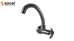 TORNEIRA SOCELPLAST MULTI PAREDE BICA MÓVEL BAIXA DÁLIA SLIM CINZA 1/4V