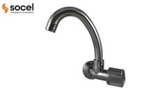 TORNEIRA SOCELPLAST P/LAVATÓRIO PAREDE BICA MÓVEL BAIXA TULIPA SLIM CINZA 1/4V