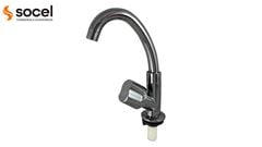 TORNEIRA SOCELPLAST LAVATÓRIO MESA BICA MÓVEL BAIXA TULIPA SLIM CINZA 1/4V