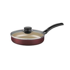 FRIGIDEIRA TRAMONTINA TURIM EM ALUMÍNIO ANTIADERENTE STARFLON VERMELHO COM TAMPA DE VIDRO 22CM 1,7L TRAMONTINA