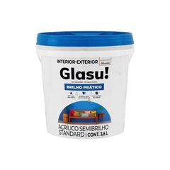 TINTA GLASU ACRÍLICA BRILHO PRÁTICO SEMI BRILHO GALÃO 3,6L BRANCO NEVE