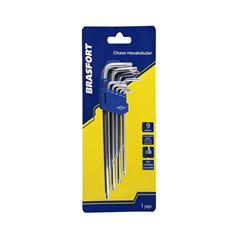 JOGO DE CHAVE TORX BRASFORT T10 A T50 LONGA 9 PEÇAS