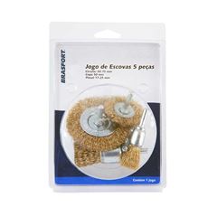 JOGO DE ESCOVA DE AÇO CARBONO BRASFORT LATONADA 05 PEÇAS