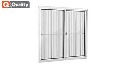 JANELA ALUMÍNIO BRANCA QUALITY 2 FOLHAS COM GRADE COM VIDRO CANELADO  A100 X L120