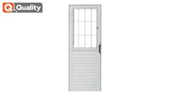 PORTA DE ALUMÍNIO BRANCA QUALITY POSTIGO HOME LADO ESQUERDO VIDRO LISO 80X2.10 