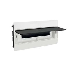 QUADRO DE DISTRIBUIÇÃO DE EMBUTIR COMPOLUX BRANCO E VISOR PRETO 12/18 DISJUNTOR DIN