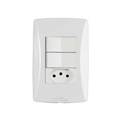 MEC-TRONIC LINHA PETRA BR 1 INTERRUPTOR SIMPLES+1 INTERRUPTOR PARARALELO SOFT + TOMADA 2P+T 10A