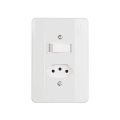MEC-TRONIC LINHA SOFT BRANCO 1 INTERRUPTOR SIMPLES + TOMADA 2P+T 10A/250VCA C/PLACA FACILIT