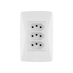 MEC-TRONIC LINHA PETRA BR 3 TOMADAS MONOBLOCO 2P+T 10A/250VCA COM PLACA PETRA 