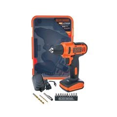 PARAFUSADEIRA E FURADEIRA 3/8 12V COM BATERIA LÍ-ÍON CARREGADOR E MALETA COM ACESSÓRIOS - C/13 BLACK & DECKER 