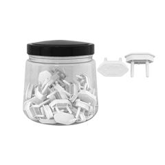 TAMPÃO PARA TOMADA 2P+T PLUZIE BRANCO POTE COM 50 UNIDADE