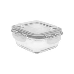 POTE DE VIDRO QUADRADO 1,2L COM TAMPA TRANSPARENTE RASO -OIKOS
