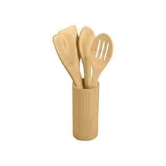 KIT DE UTENSÍLIOS DE BAMBU PACOTE COM 04 PEÇAS -MOZCADA NATURAL