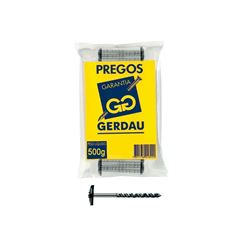 PREGO TELHEIRO GERDAU PARA GALVANIZADO 18X27-2.1/2X10 PACOTE COM 500G