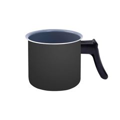 LEITEIRA FERVEDOR ANTIADERENTE ALUMÍNIO TAMPA DE VIDRO 12CM 1,15L PRETO -OIKOS