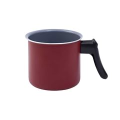 LEITEIRA FERVEDOR ANTIADERENTE ALUMÍNIO TAMPA DE VIDRO 12CM 1,15L VERMELHO -OIKOS