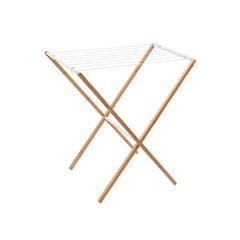 VARAL HORIZONTAL EM BAMBU COM HASTES METALICAS SIMPLO BRANCO