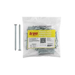 PREGO BRAVO AÇO COM CABEÇA 2.1/2X8 TEMPERADO/NIQUELADO PACOTE C/500G