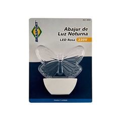 PONTO DE LUZ NOTURNA DE LED BRASFORT BORBOLETA ROSA 220V