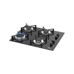 FOGAO COOKTOP 4Q GAS MESA VIDRO PRETO BIVOLT