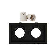 SPOT PARA EMBUTIR PIX QUADRADO RECUADO DUPLO PRETO PAR20