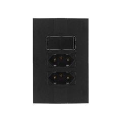 PLUZIE LINHA NEW CAPRICE PRETO 1 INTERRUPTOR SIMPLES+2 TOMADA 2P+T 10A 250V