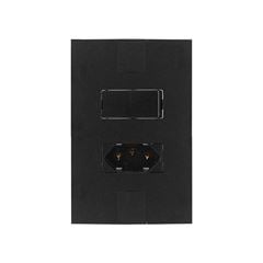 PLUZIE LINHA NEW CAPRICE PRETO 1 INTERRUPTOR SIMPLES+TOMADA 2P+T 10A 250V