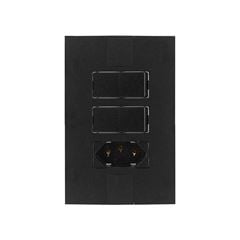 PLUZIE LINHA NEW CAPRICE PRETO 2 INTERRUPTORES SIMPLES+TOMADA 2P+T 10A 250V