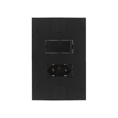 PLUZIE LINHA NEW CAPRICE PRETO 1 INTERRUPTOR PARALELO + TOMADA 2P+T 10A 250V