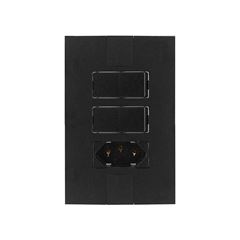 PLUZIE LINHA NEW CAPRICE PRETO 2 INTERRUPTOR PARALELO + TOMADA 2P+T 10A 250V