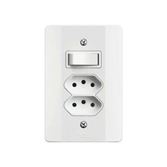 MEC-TRONIC LINHA SOFT BRANCO 2 TOMADA 2P+T 1 INTERRUPTOR SIMPLES 10A/250VCA