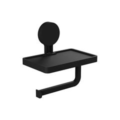 PAPELEIRA ASTRA COM SUPORTE E ADESIVO PRETO FOSCO