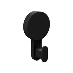 GANCHO PLÁSTICO PRETO FOSCO COM ADESIVO ASTRA