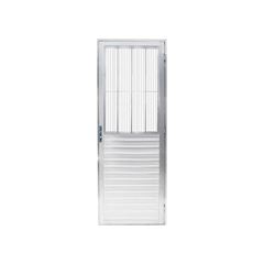 PORTA DE ALUMÍNIO BRANCA QUALITY POSTIGO HOME LADO DIREITO VIDRO CANELADO 90X2.10