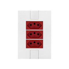 MEC-TRONIC LINHA CLICK BRANCO 3 TOMADAS 2P+T 20A 250V VERMELHO