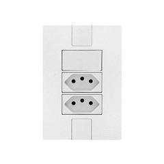MEC-TRONIC LINHA CLICK BRANCO 1 INTERRUPTOR SIMPLES SOFT + 2 TOMADA 2P+T 20A 250V