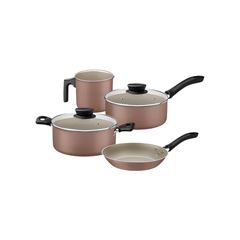 JOGO DE PANELAS TRAMONTINA LINZ EM ALUMINIO COM REVESTIMENTO INTERNO E EXTERNO EM ANTIADERENTE STARFLON MAX MARROM 04 PEÇAS