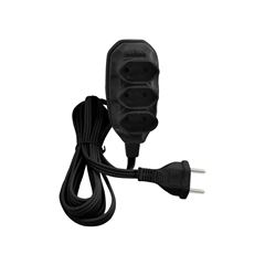 EXTENSÃO TRI TECHNA SORT CORDÃO PARALELO 2X0.75 2P PRETO 1,5MT