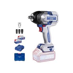 CHAVE DE IMPACTO 1/2” (12,7 MM) 20V 0-850 N.M BRUSHLESS TRAMONTINA BY TOTAL - COM 2 BATERIAS 20V DE 4,0AH, CARREGADOR E MALETA