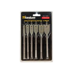 JOGO DE BROCA CHATA P/MADEIRA TITANIUM COM 06 PEÇAS
