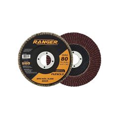 DISCO FLAP ÓXIDO DE ALUMÍNIO RANGER 4.1/2X7/8 -115MM X 22,23 GRÃO 80