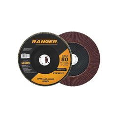 DISCO FLAP ÓXIDO DE ALUMÍNIO RANGER 7 X 7/8 -180MM X 22,23 GRÃO 80