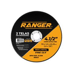 DISCO DE CORTE RANGER INOX 4.1/2 X 1.0 X 7/8 - 115 X 1.0 X 22,23MM