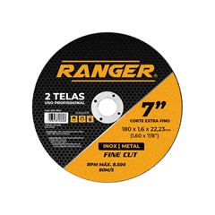 DISCO DE CORTE RANGER INOX 7 X 1.6 X 7/8 - 180 X 1.6 X 22,23MM