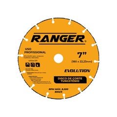 DISCO DE CORTE PARA MADEIRA TUNGSTÊNIO RANGER 180MM X 22,23MM
